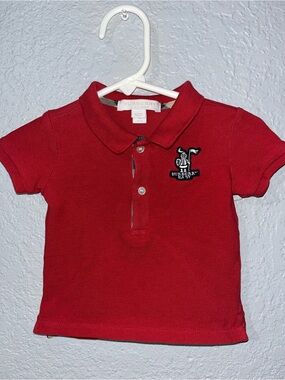 Burberry Baby Red Polo Shirt - Classic Short Sleeve